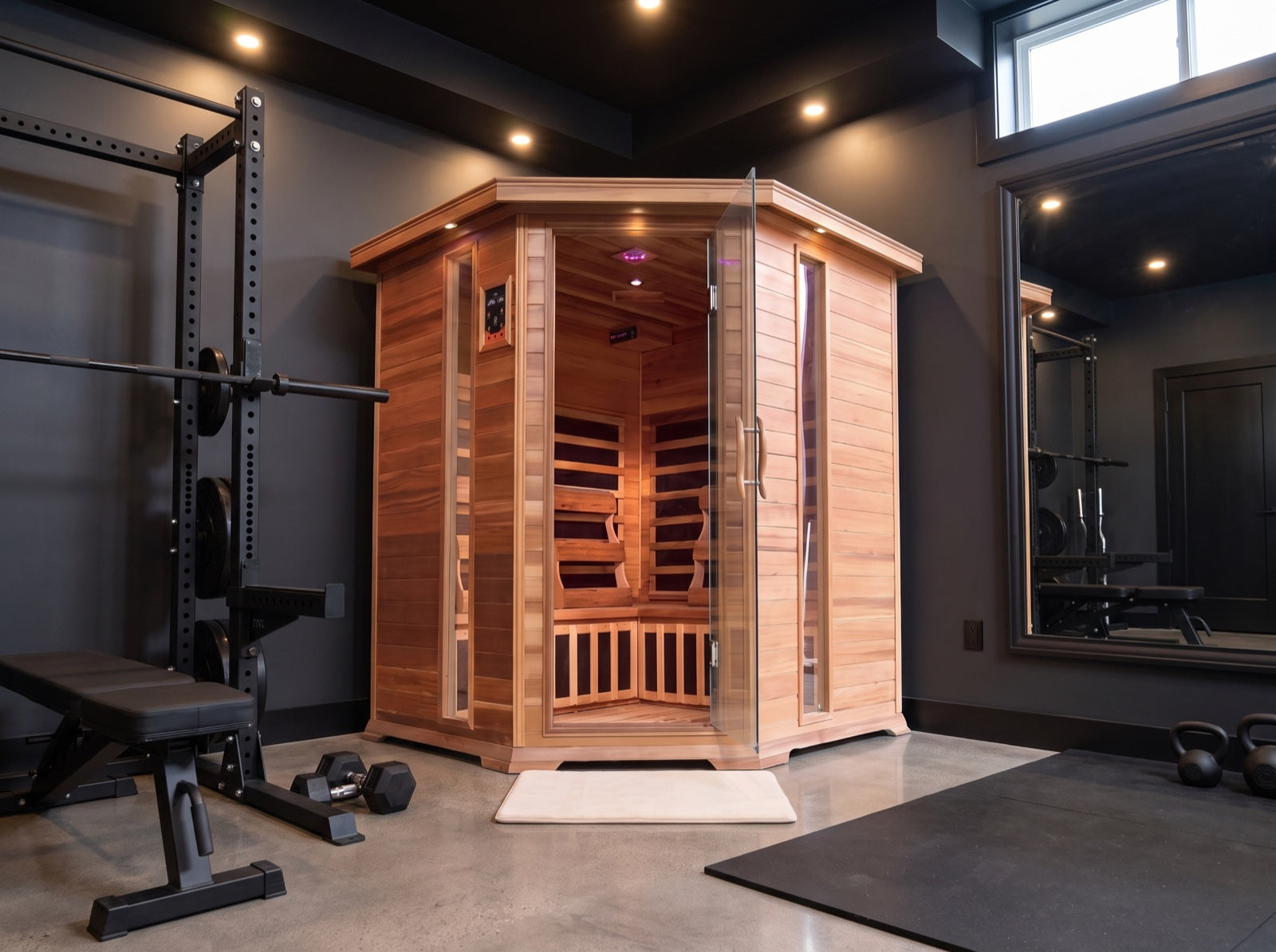 SunRay 4-Person Corner Cedar sauna
